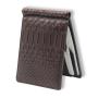 Brown leather crocodile embossed pattern men's money clip wallet minimalist bi-fold wallet