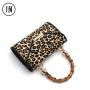 2024 Wholesale Horse Fur Mini Bag Handbag For Ladies Women With Leopard Bamboo Handle