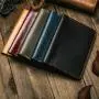 Cowhide business passport bag simple certificate holder classic vintage passport clip