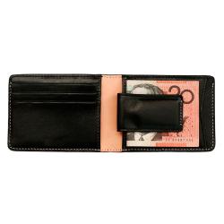 Bifold slim leather men wallet with magnetic money clip RFID Blocking