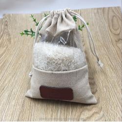 Jute Drawstring Pouch With Transparent Window For Dog Food