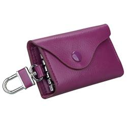 Personalised Cowhide Leather Key Purse With 6 Keychains Fancy Key Pouch With Card Holder