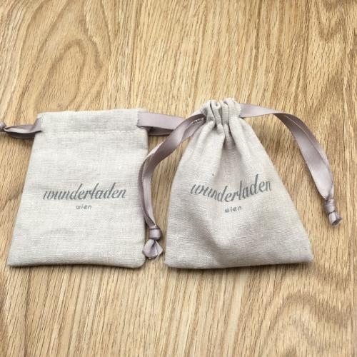 White Cotton Muslin Drawstring Bag With Label, Machine Washable Bag
