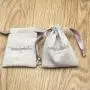 White Cotton Muslin Drawstring Bag With Label, Machine Washable Bag
