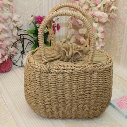 Wholesale Women Natural Chic Hand Woven Rattan Straw Handbags Handmade Summer Shopping Bags