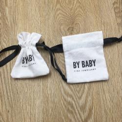 White Cotton Drawstring Pouch For Jewelry