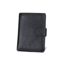 Hot Sale Top Layer Cowhide Men's Wallet Vertical Style Short Tri-fold Purse