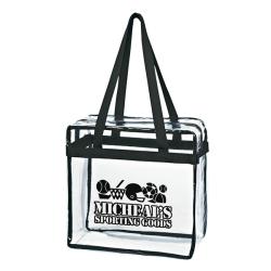 Zipper with colorful handle 0.3mm Logo customized PVC shopping clear tote bag