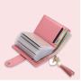 Women Tassel Zipper card holder Short Leather card holder wallet with PVC inner page