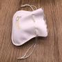 Gold Hot Stamped White PU Leather Drawstring Bag For Jewelry