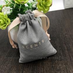 Promotional Small Wedding Linen Cotton Gift Jewelry Bag Custom Logo Printed Cotton Linen Drawstring Pouch