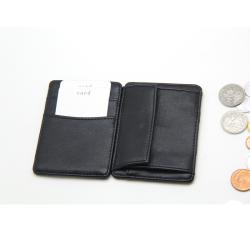 Nice leather magic card holder wallet money clip wallet with coin pocket and elastic band