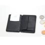 Nice leather magic card holder wallet money clip wallet with coin pocket and elastic band