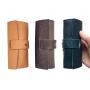 Handmade custom logo emboss cord organizer leather earbud holder