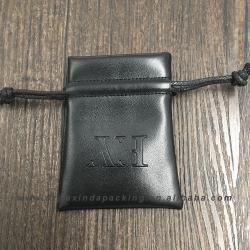 Small Embossed Soft Leather Jewelry Pouch With Embossed Logo