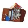 Personalised Cowhide Leather Key Purse With 6 Keychains Fancy Key Pouch With Card Holder