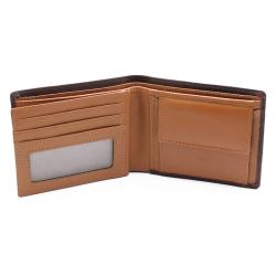RFID men wallet genuine leather wallet with coin pouch tri-fold