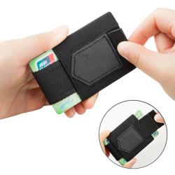 Slim minimalist elastic band leather card holder