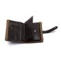 Vintage motorcycle man leather splicing short cowhide leather wallet with zipper