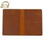 Brown crazy horse genuine leather boarding pass travel portfolio wallet with gift box