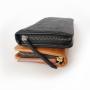 Full grain oil waxy genuine leather long card holder wallet men zipper wallet