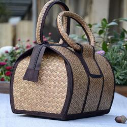 Fashion Women Rattan Straw Handbag Woven Summer Beach Large Shopping Tote Bags Rattan Purse