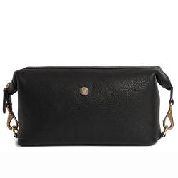 Top quality PU leather easy clean PVC lining toiletry pouch for men hook travel wash bag
