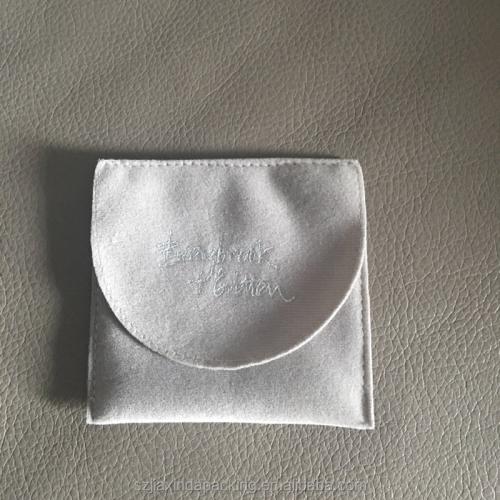 Grey Velvet Envelop Pouch With Flap