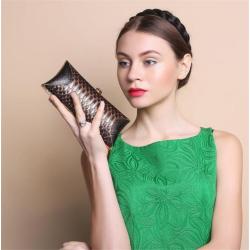 Custom Made High Quality Luxury Fashion Elegant Real Snake Skin Leather Metal Frame Women Ladies Evening Clutch Bag Handbag