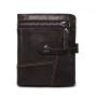 Vintage motorcycle man leather splicing short cowhide leather wallet with zipper