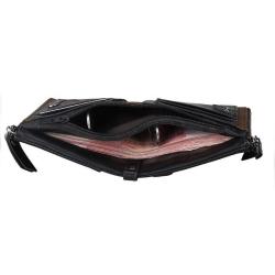 Cowhide Leather Men's Wallet Short Anti-RFID Theft Brush Tri-fold Wallet Double Zipper Wallet