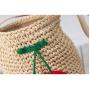 Korean Hand-made Cute Cherry Ball Single Shoulder Bag Beach Bag Holiday Rattan Straw Woven Summer Bags