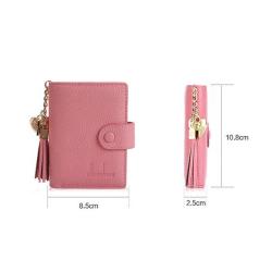 Women Tassel Zipper card holder Short Leather card holder wallet with PVC inner page