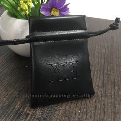 Small Embossed Soft Leather Jewelry Pouch With Embossed Logo