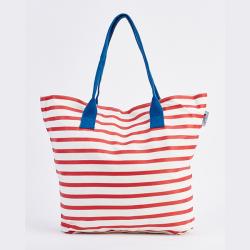 Low Min. Quantity Custom Twin Handle To Canvas Striped Beach Tote Bag