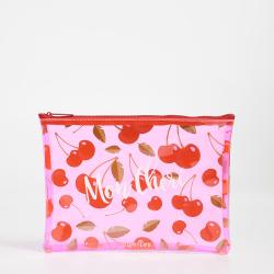 Cherry print see through makeup bag fashion girls clear cosmetic bag zipper