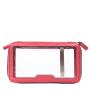 Beauty top quality premium metal zipper custom PU trim front zip pockets soft flight women clear eva cosmetic bag