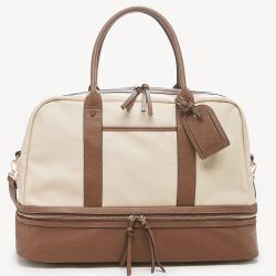 Travel outdoor gym bag metal hardware shoes compartment handle shoulder PU leather weekender