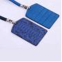 Low MOQ Customized Hot Sales Embossed Crocodile Real Cowhide Leather Lanyard Employee Name Badge ID Card Holder