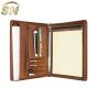 Smooth zipper Crazy Horse Leather 3 Ring Binder Portfolio Organizer Zippered Padfolio