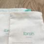 Recyclable Custom Logo Natural Cotton Linen Drawstring Bag With Blue Grosgrain Ribbon Cotton Linen Drawstring Pouch