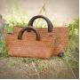 Handmade Women Ladies Woven Straw Rattan Basket Beach Tote Handbag Bag For Women Holiday With Leather Conner Patches