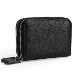 Stylish men and women Double zipper card holder Rfid anti-magnetic organ wallet
