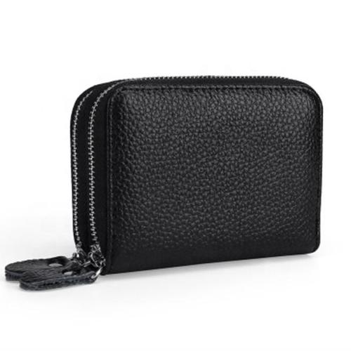 Stylish men and women Double zipper card holder Rfid anti-magnetic organ wallet