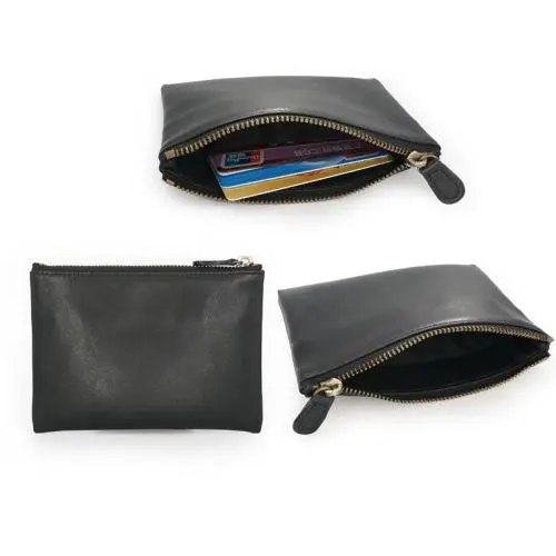 Endurable nice PU leather wallet card holder small card holder pouch with zipper