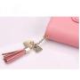 Women Tassel Zipper card holder Short Leather card holder wallet with PVC inner page