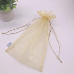 Gold Pink Organza Drawstring Pouch