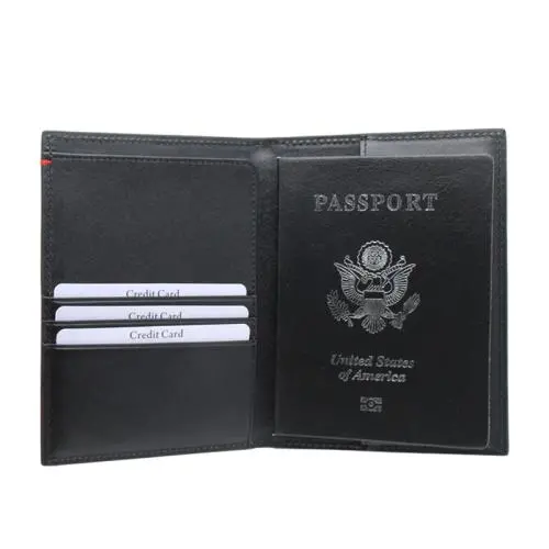 High quality Leather passport holder gift men's passport holder with logo embossing
