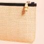 Fashion eco friendly straw fabric tassel zipper pouch makeup bags for women
