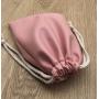 Custom Pink Brown Faux Leather Drawstring Pouch
